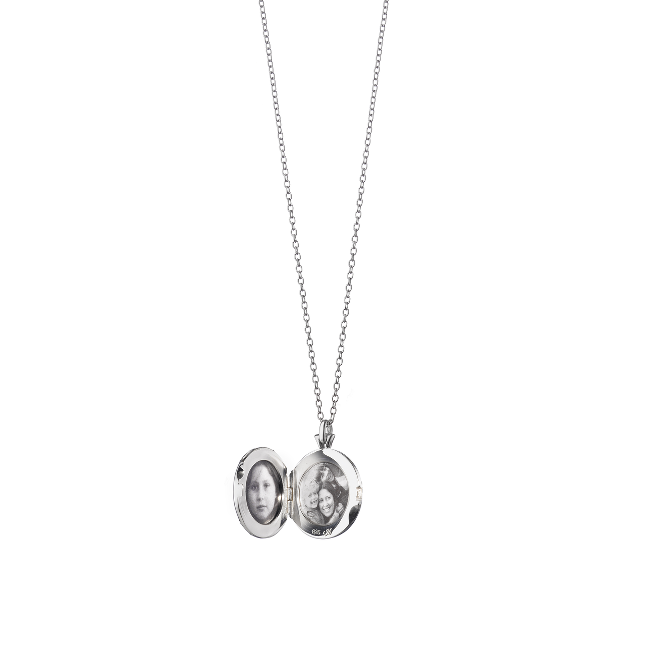 Classic Lockets Silver and Diamond Beaded Center Pendant Monica